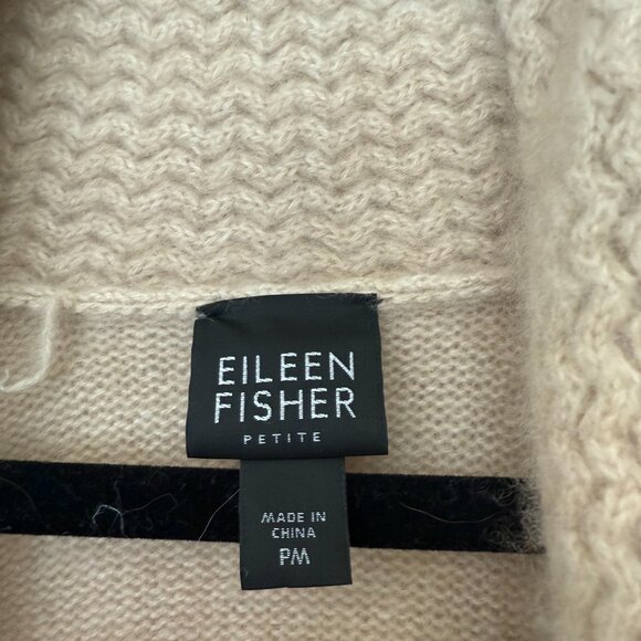 100% Cashmere Eileen Fisher Short Sleeve Cardigan Sweater Oatmeal - Picture 5 of 6